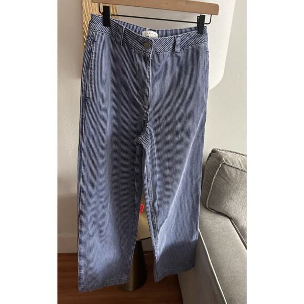 Topshop Baggy 90’s High Waist Nautical Striped Jeans Coastal Preppy Size 4